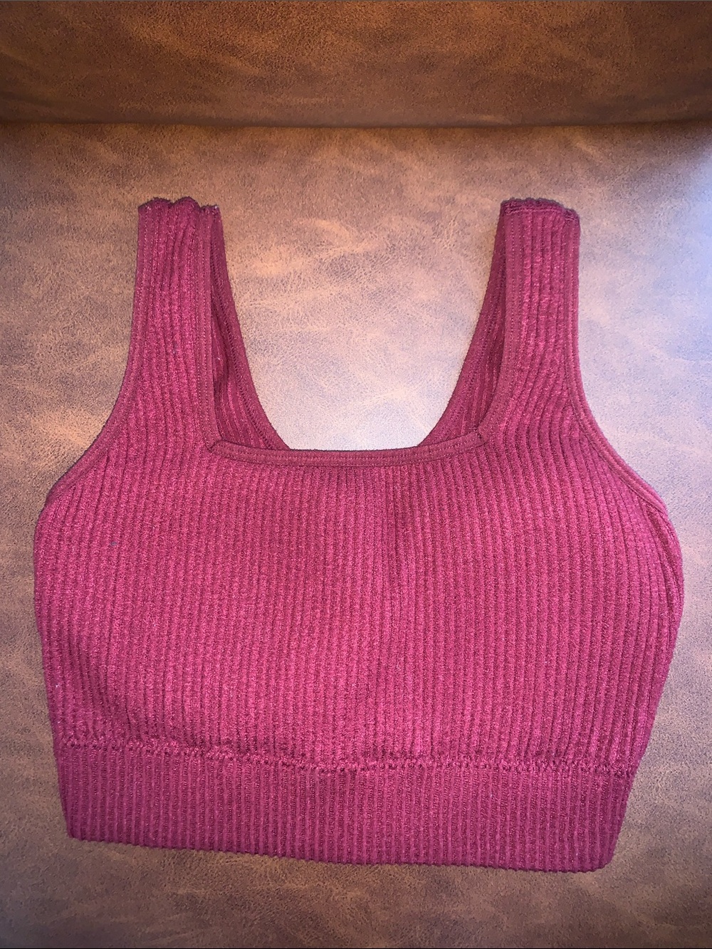 Maurices Ribbed Scoop Neck Sports Bra in Burgundy